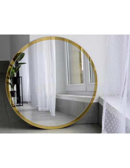 Okrągłe lustro w ramie złoty połysk - BELLA