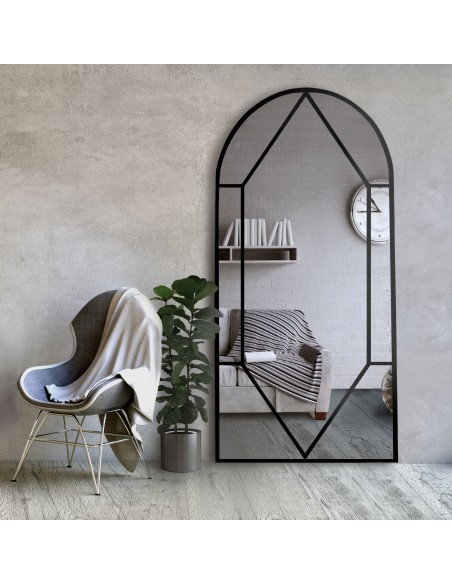 Lustro półowalne ze szprosami w ramie loftowej mdf - OKNO IV - kolor ramy do wyboru