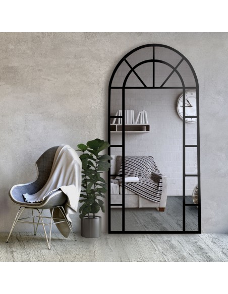 Lustro półowalne ze szprosami w ramie loftowej mdf - OKNO II - kolor ramy do wyboru