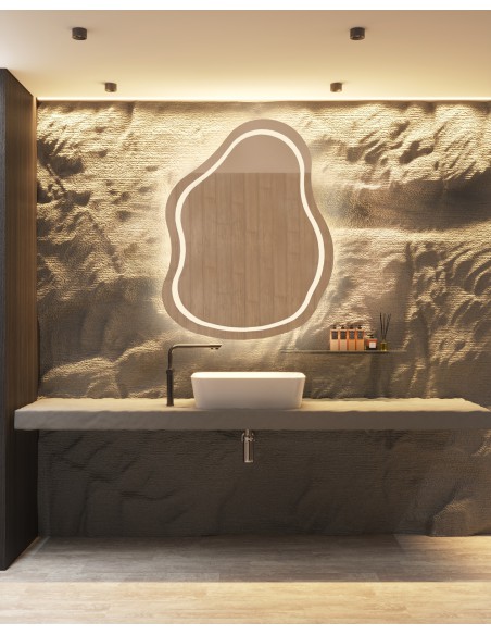 Lustro łazienkowe o nieregularnym kształcie - STONE LED II