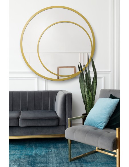 Okrągłe lustro w lustrze w podwójnej ramie mdf - JASMIN