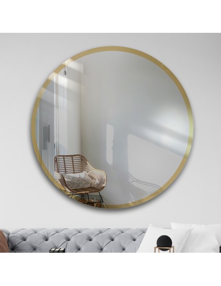 Okrągłe lustro w ramie złoty połysk - BELLA