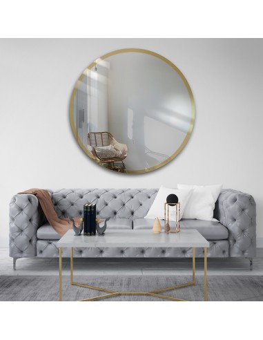 Okrągłe lustro w ramie złoty połysk -...