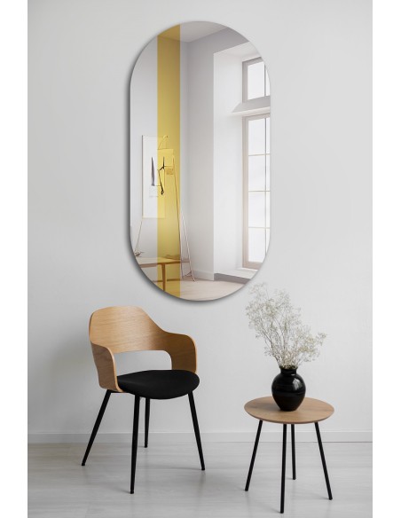 Lustro owalne z dekoracyjnym paskiem w złotym połysku - EMMA