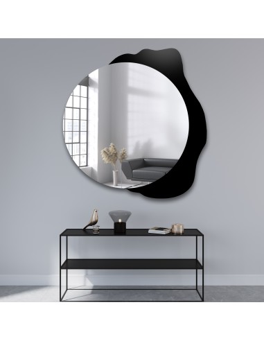 Dekoracyjne lustro okrągłe na czarnej plamie - PLAMKO