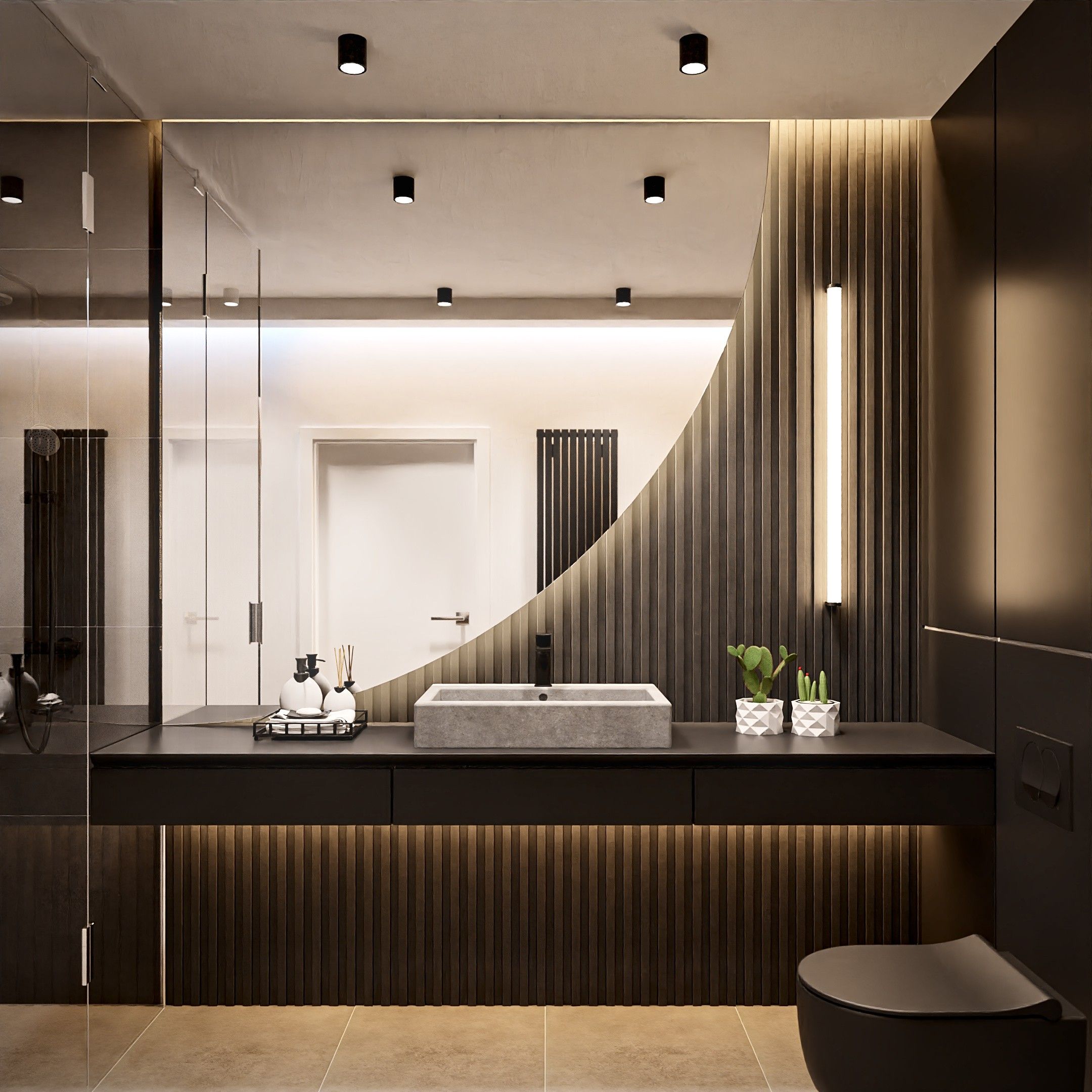 Lustro łazienkowe ćwiartka z koła z podświetleniem - ĆWIARTKA LED