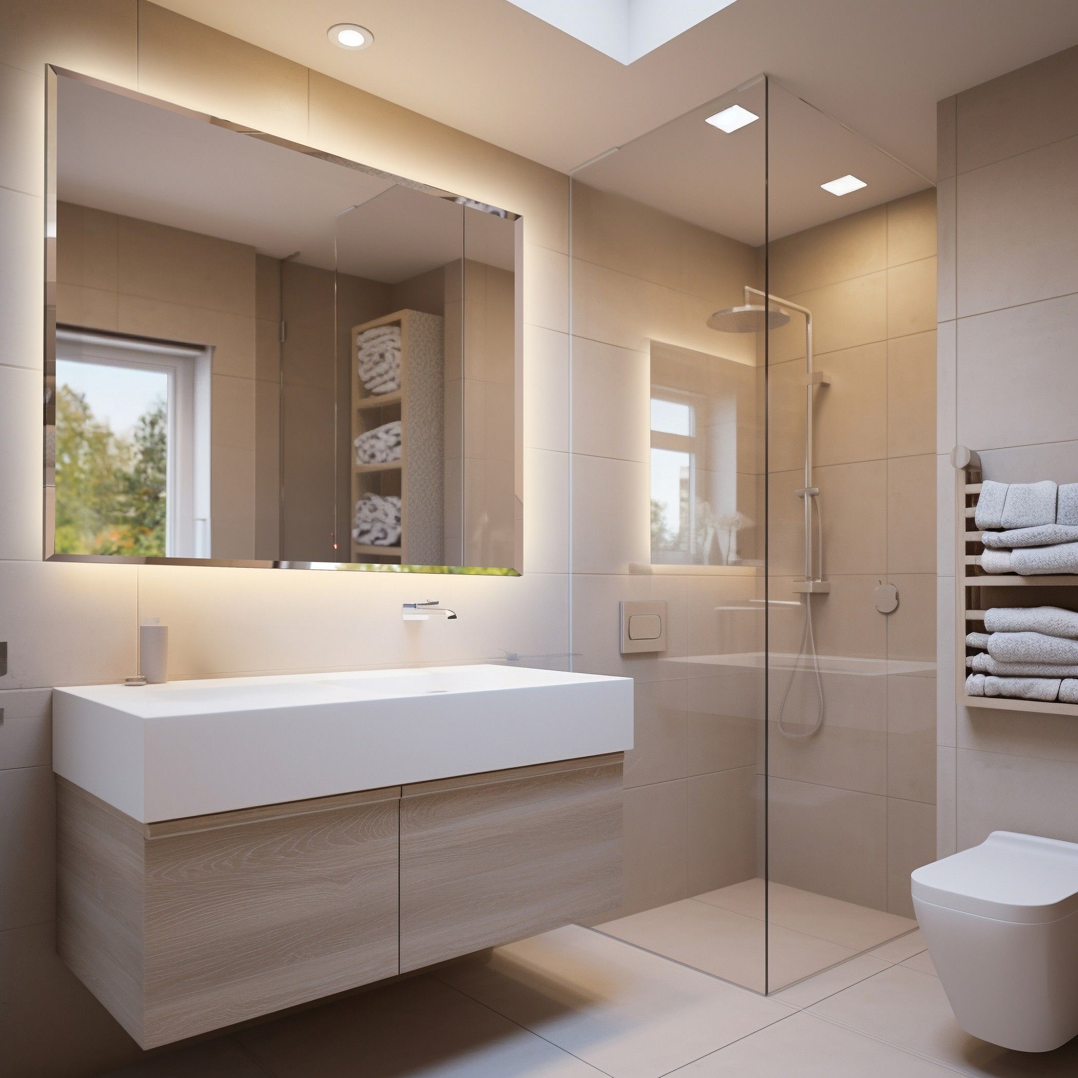 Lustro prostokątne podświetlane z lustrzaną fazą - FAZA LED