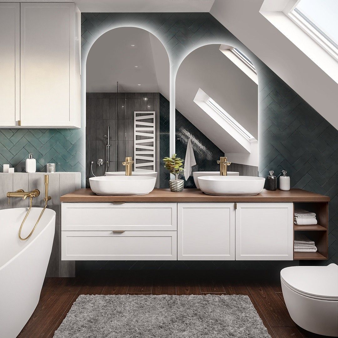 Zestaw dwóch luster łazienkowych półowalnych z podświetleniem - FRANK LED ZESTAW