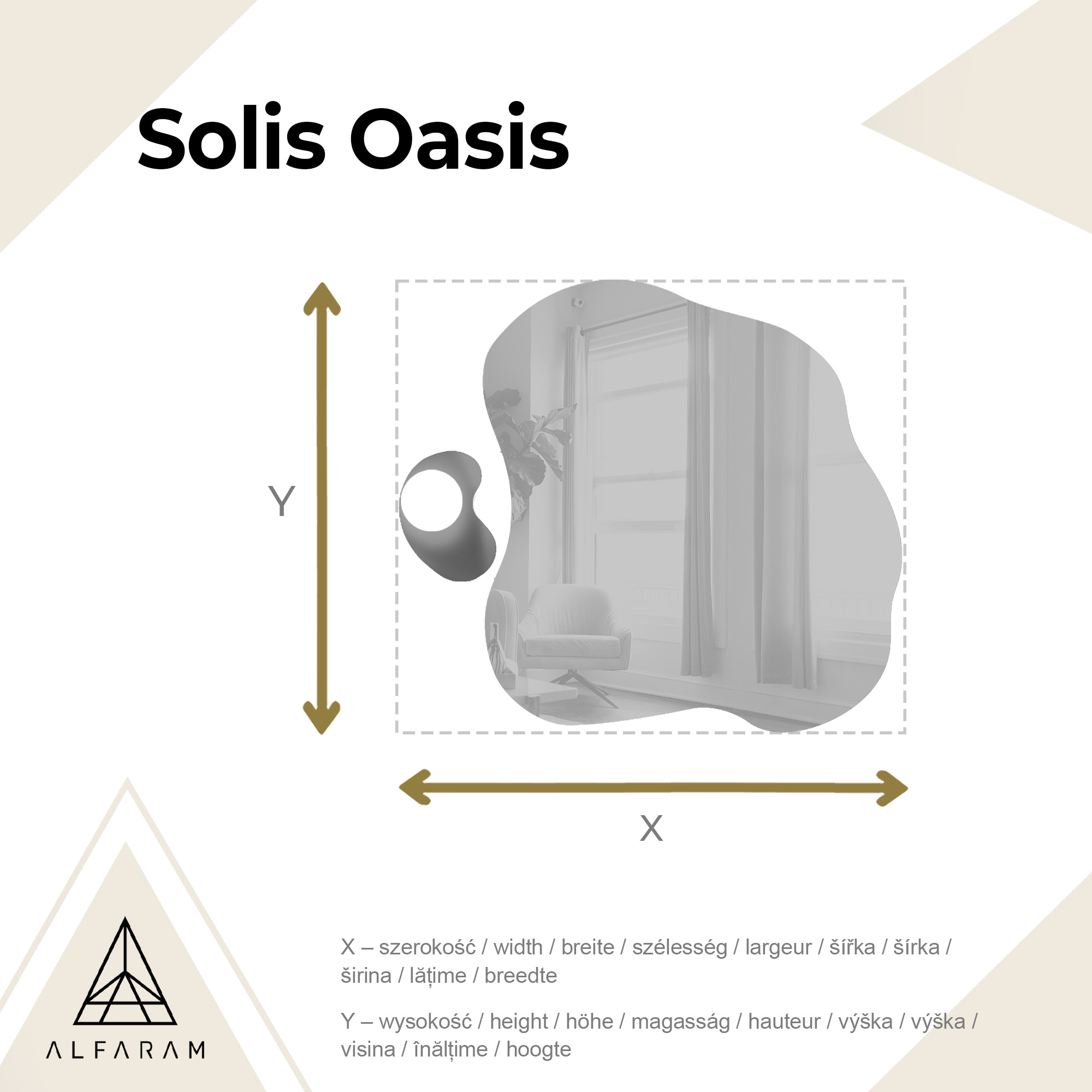 Lustro o organicznym kształcie z lampą - SOLIS OASIS